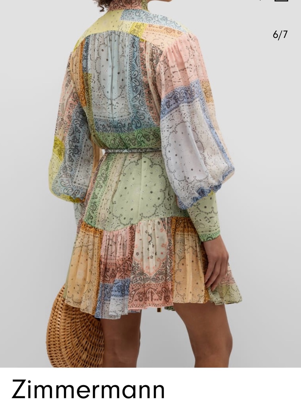 Zimmermann Pastel Patchwork Bandana Mini Dress - Picture 3 of 10